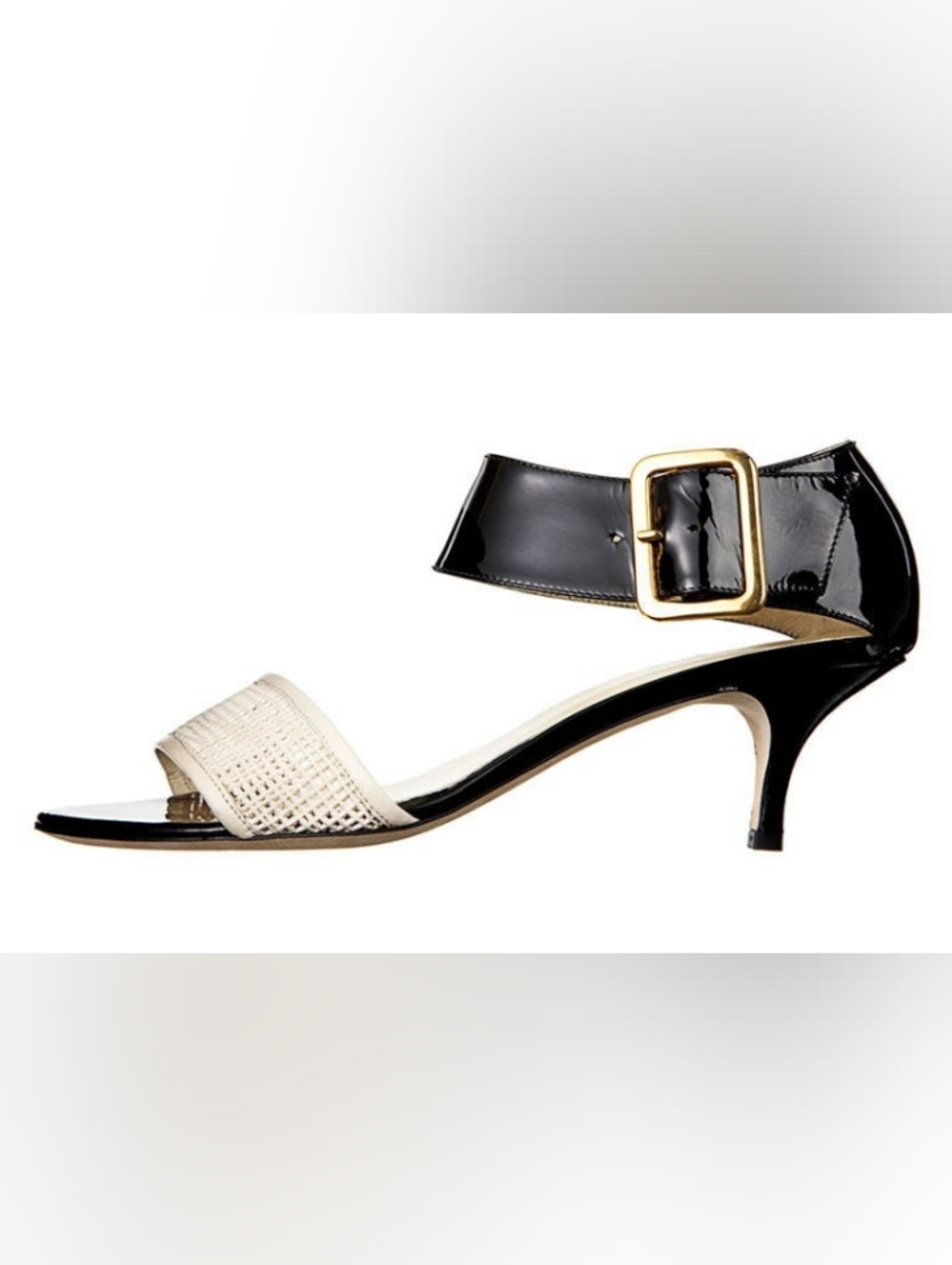 bettye muller Two-Tone Kitten Heel Sandals in Black and Ivory Size EU 37